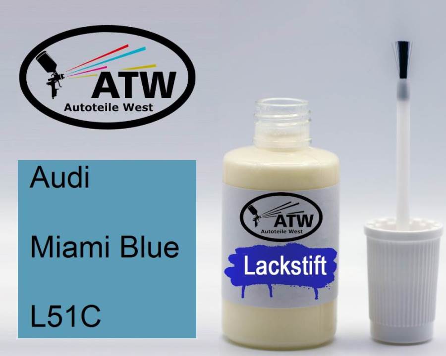 Audi, Miami Blue, L51C: 20ml Lackstift, von ATW Autoteile West.